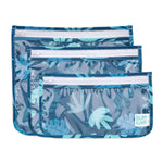 BUMKINS - Estuches / Bolsa de viaje transparente (paquete de 3)- Blue Tropic